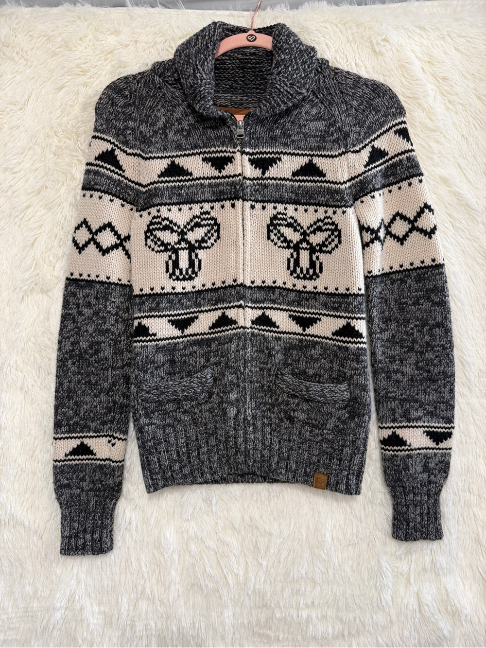 TNA Aritzia Womens Sea To Sky Lambswool Full Zip Cardigan Size S Grey Cabincore